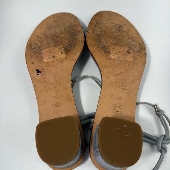 J. MCLAUGHLIN Helena Croc Embossed Sandals Block Heels Dusty Cloud Size 10 - Picture 6 of 8